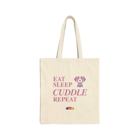 Cotton Canvas Tote Bag - Eat, Sleep, Cuddle