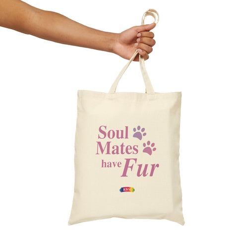 Cotton Canvas Tote Bag - Soulmates have fur