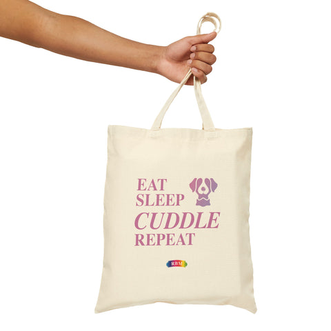 Cotton Canvas Tote Bag - Eat, Sleep, Cuddle